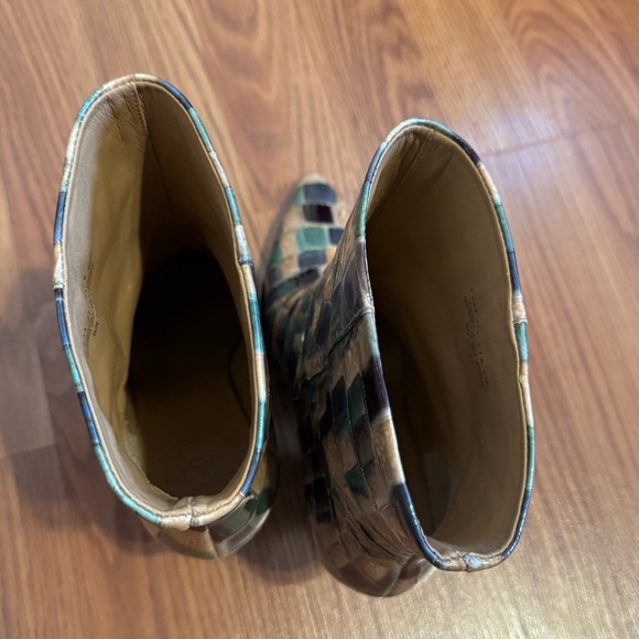 Tory Burch Lila 90mm Painted‎ Hand Embossed Ankle Boots Green multicolored - Picture 10 of 10